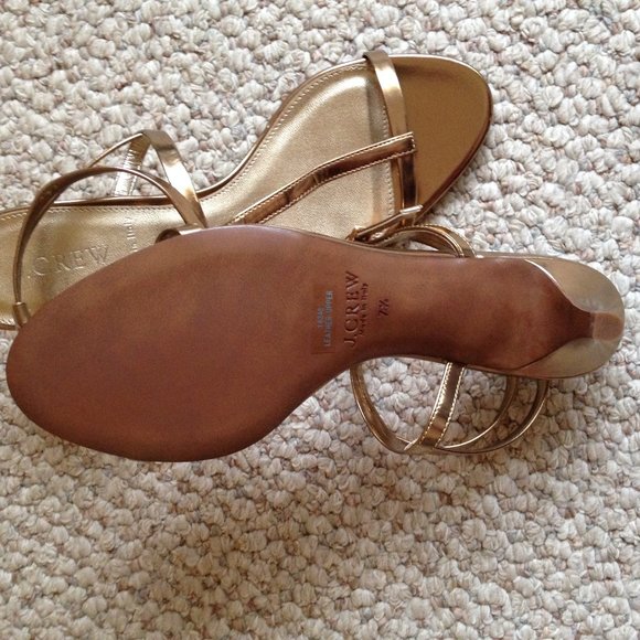 J. CREW - Greta Metallic T-Strap Sandal - NEW in Box - Picture 7 of 8